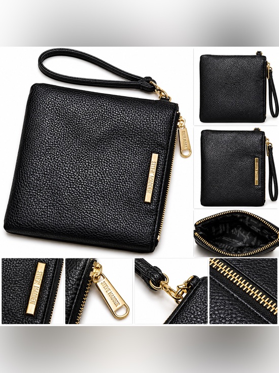 Steve Madden Handbags - Steve Madden Black Pebbled Wristlet with Gold Hardware Accent‎